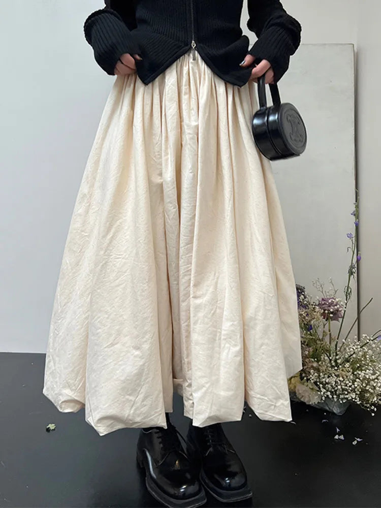 Vintage High Waist Mid Length Cloud Umbrella Skirt