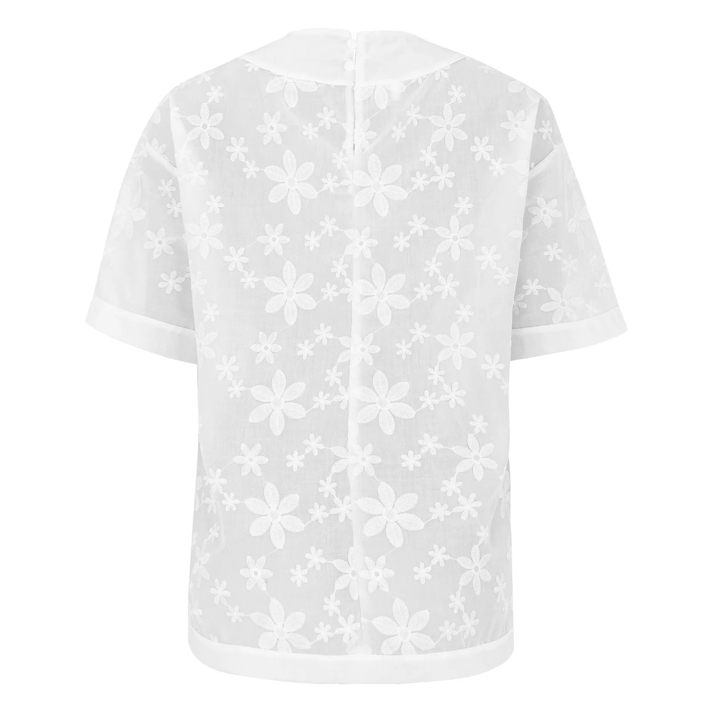 Summer Cotton Linen Lace Patchwork Women Shirts Summer New Elegant White Half Sleeve Loose Casual Streetwear Basic Tops Blouses