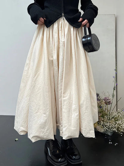 Vintage High Waist Mid Length Cloud Umbrella Skirt