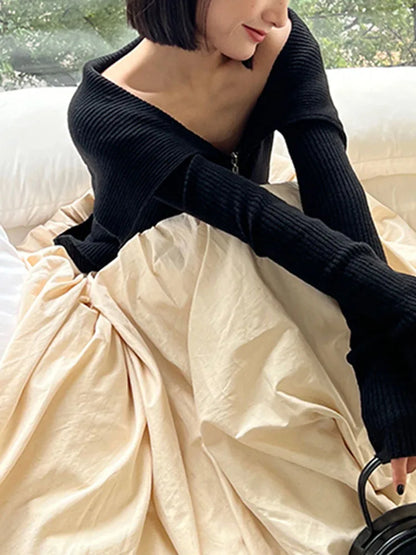 Vintage High Waist Mid Length Cloud Umbrella Skirt