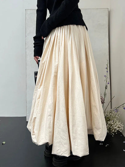 Vintage High Waist Mid Length Cloud Umbrella Skirt