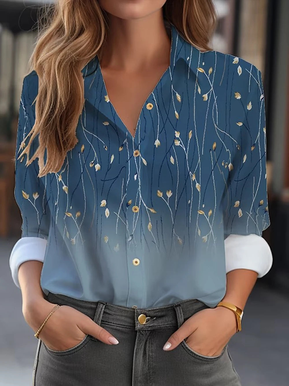 Women's lightweight 3D printed casual blouse