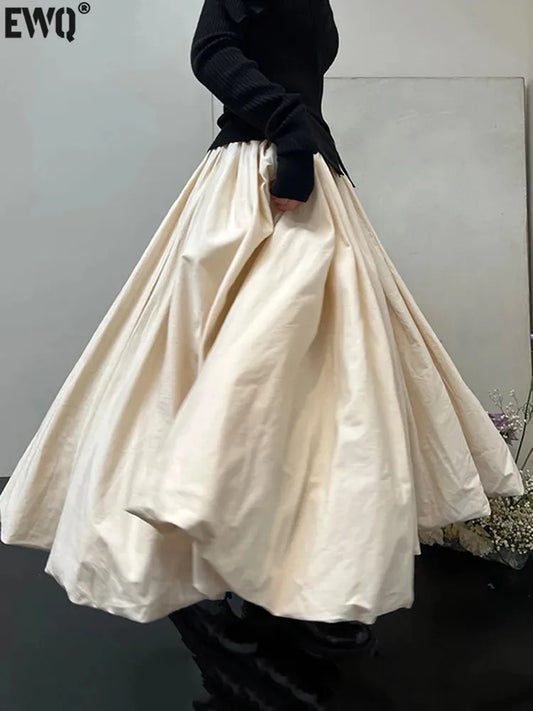 Vintage High Waist Mid Length Cloud Umbrella Skirt